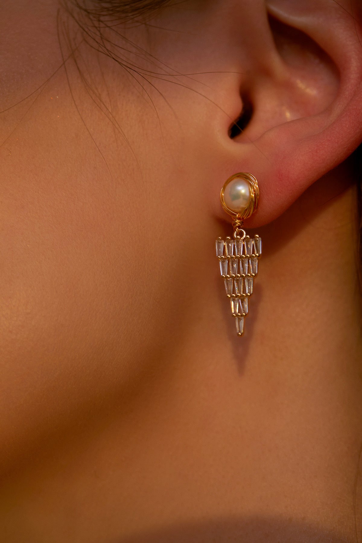 SKYE San Francisco Shop Chic Modern Elegant Classy Women Jewelry French Parisian Minimalist Ella Gold Pearl Crystal Drop Earrings 8