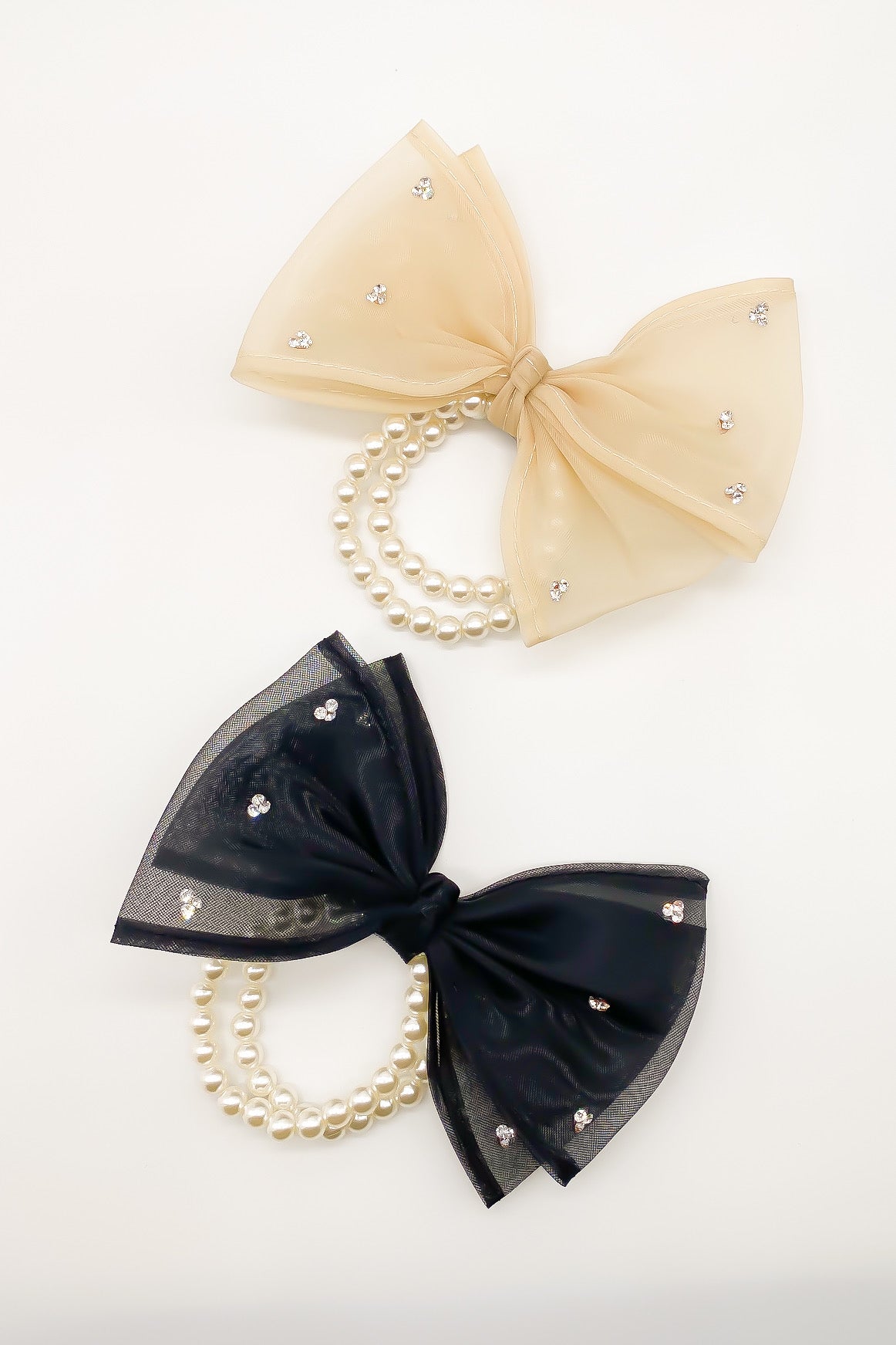 Lisette Organza Bow Pearl Hair Tie – SKYE