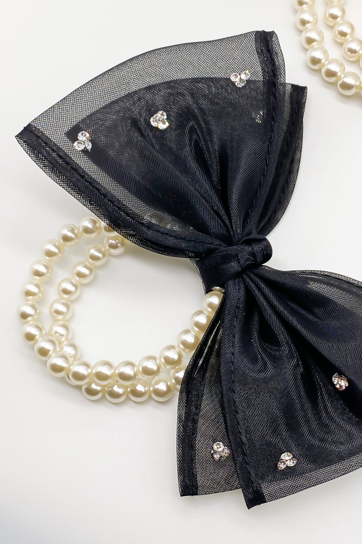 SKYE San Francisco Shop Chic Modern Elegant Classy Women Jewelry French Parisian Minimalist Lisette Organza Bow Pearl Hair Tie