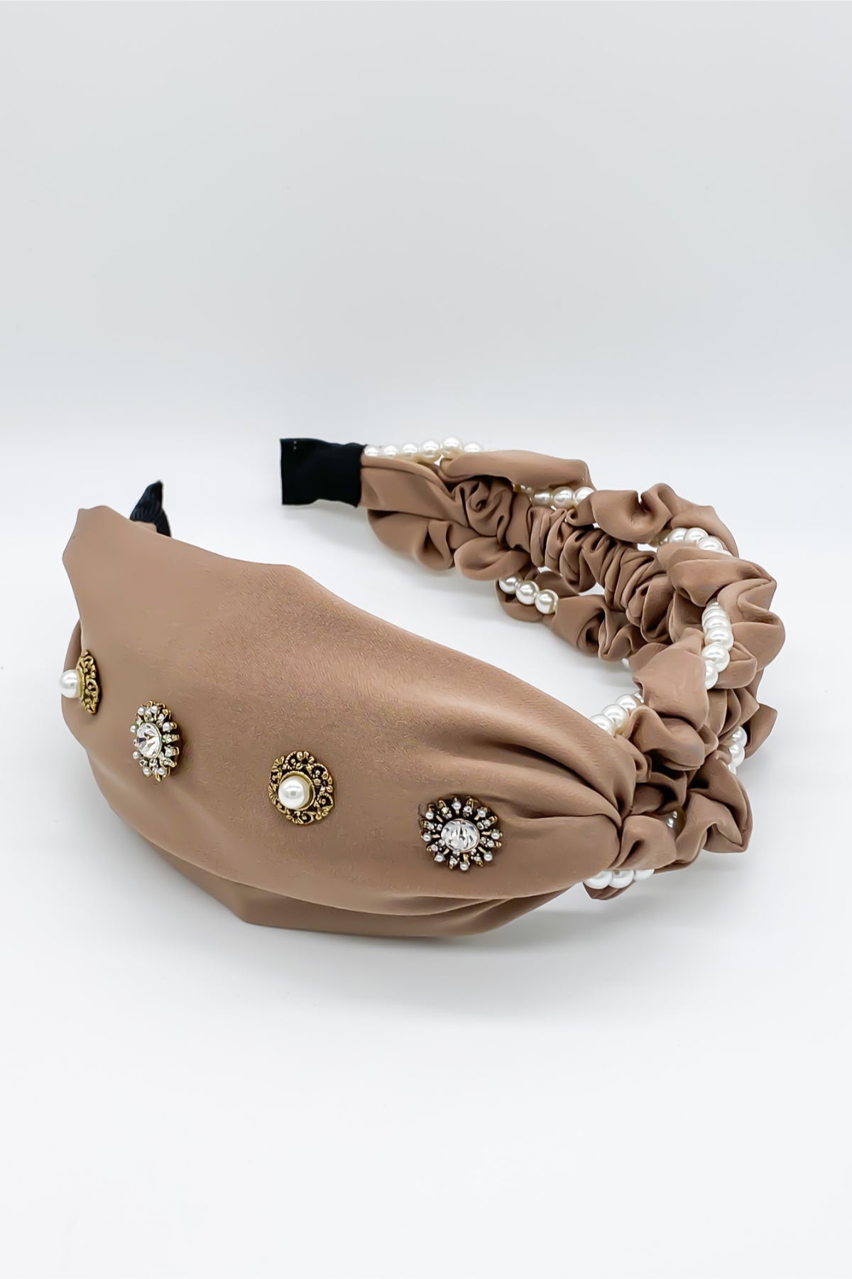 SKYE San Francisco Shop Chic Modern Elegant Classy Women Jewelry French Parisian Minimalist Zahra Satin Crystal Pearl Headband 4