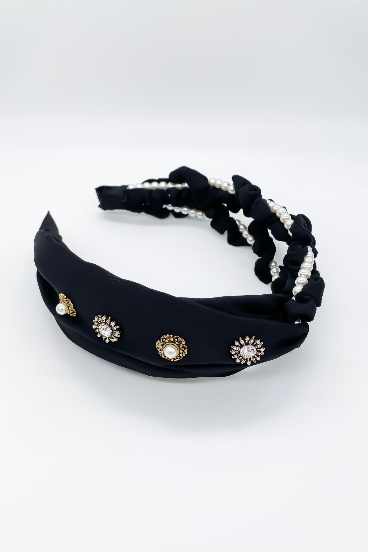 SKYE San Francisco Shop Chic Modern Elegant Classy Women Jewelry French Parisian Minimalist Zahra Satin Crystal Pearl Headband