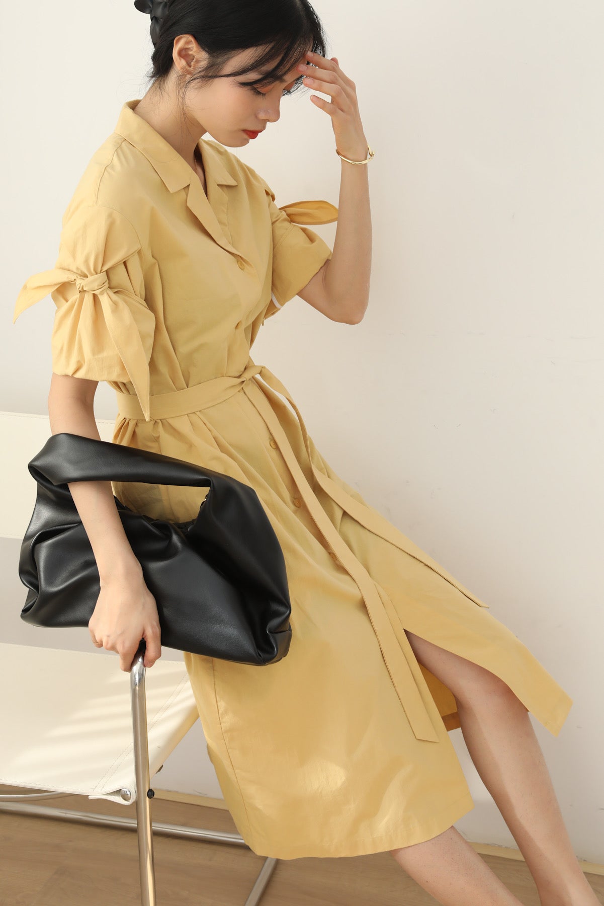 SKYE San Francisco Shop SF Chic Modern Elegant Classy Women Clothing French Parisian Minimalist Fashion Charlotte Belted Shirt Dress 5