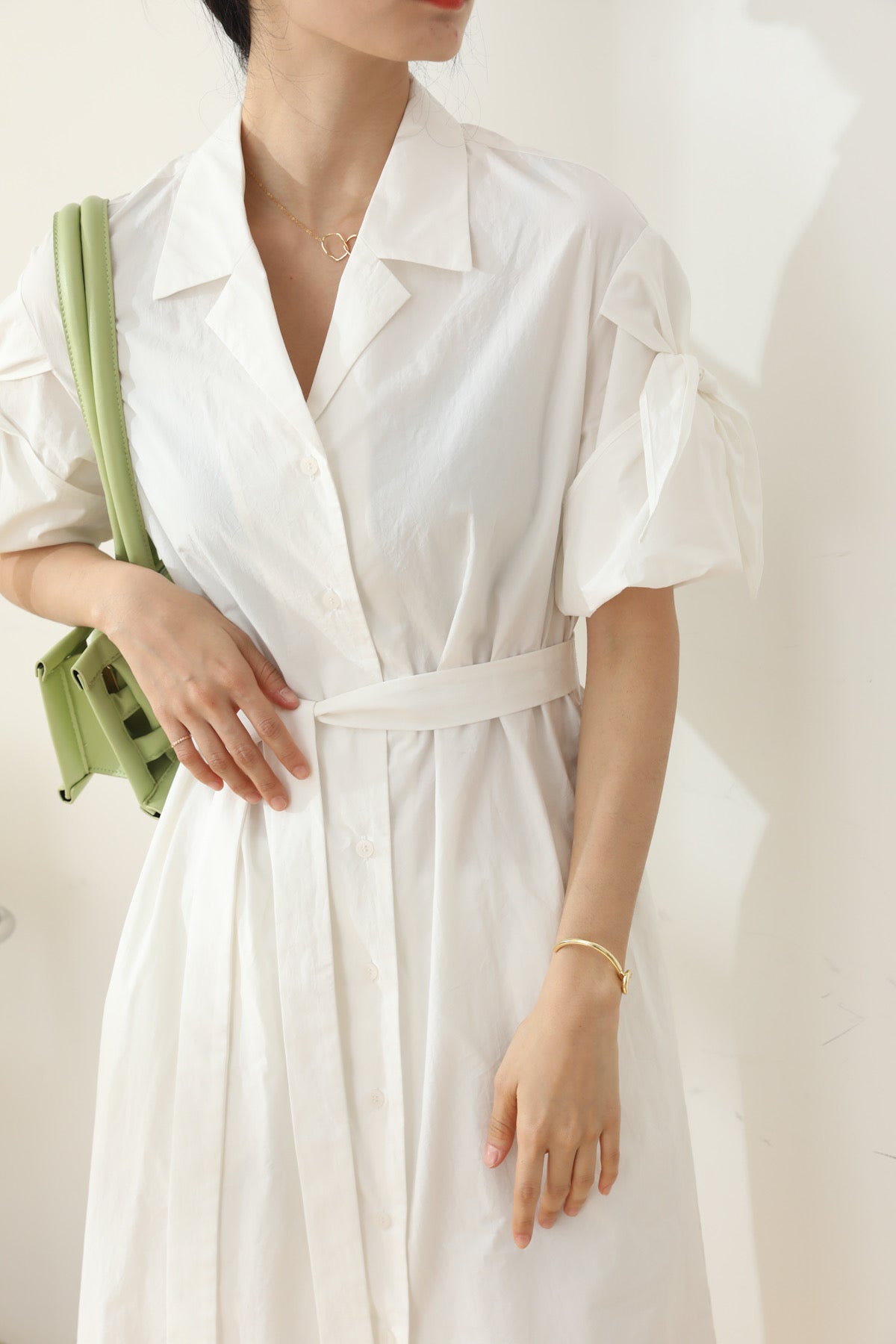 SKYE San Francisco Shop SF Chic Modern Elegant Classy Women Clothing French Parisian Minimalist Fashion Charlotte Belted Shirt Dress white 2