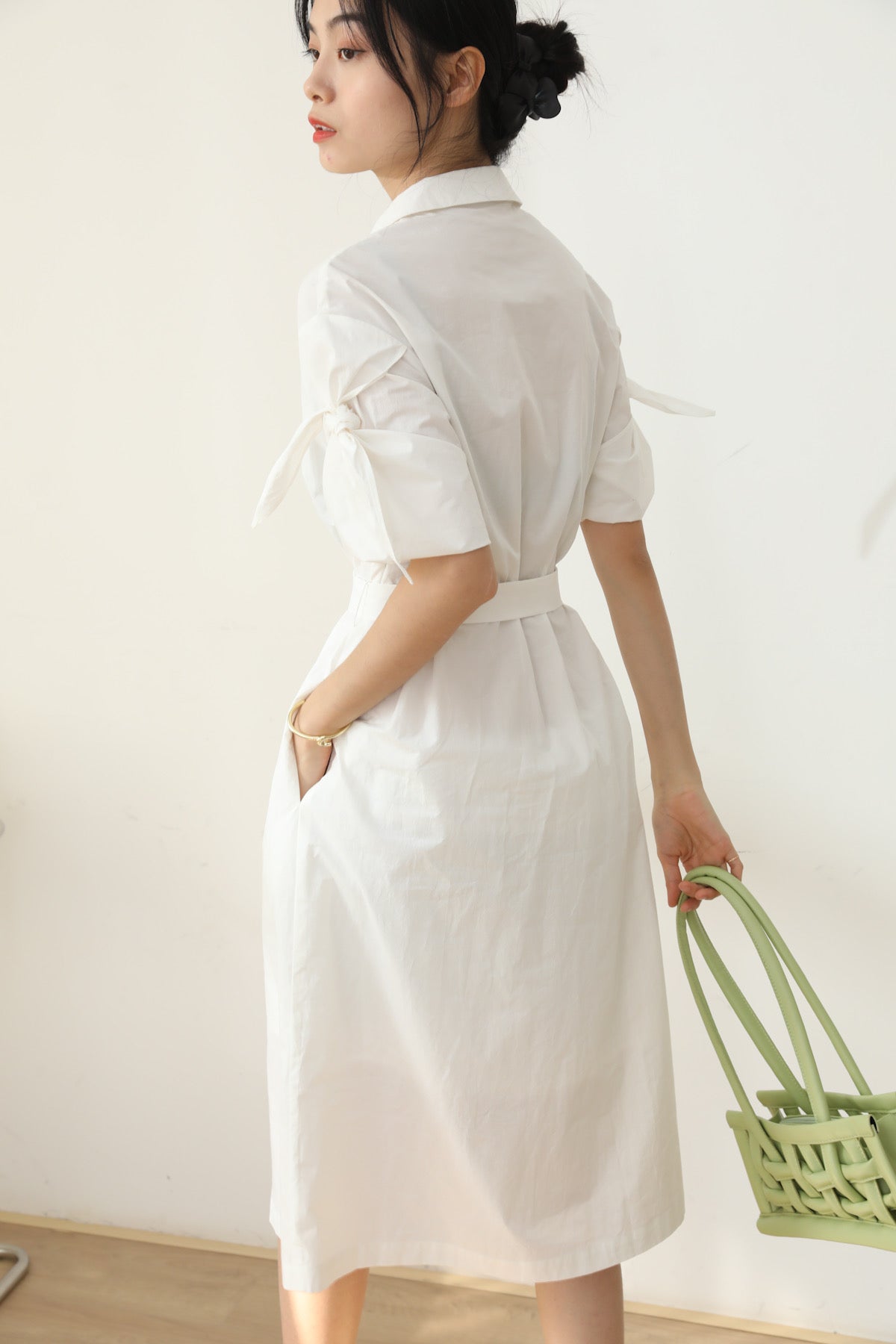 SKYE San Francisco Shop SF Chic Modern Elegant Classy Women Clothing French Parisian Minimalist Fashion Charlotte Belted Shirt Dress white 4
