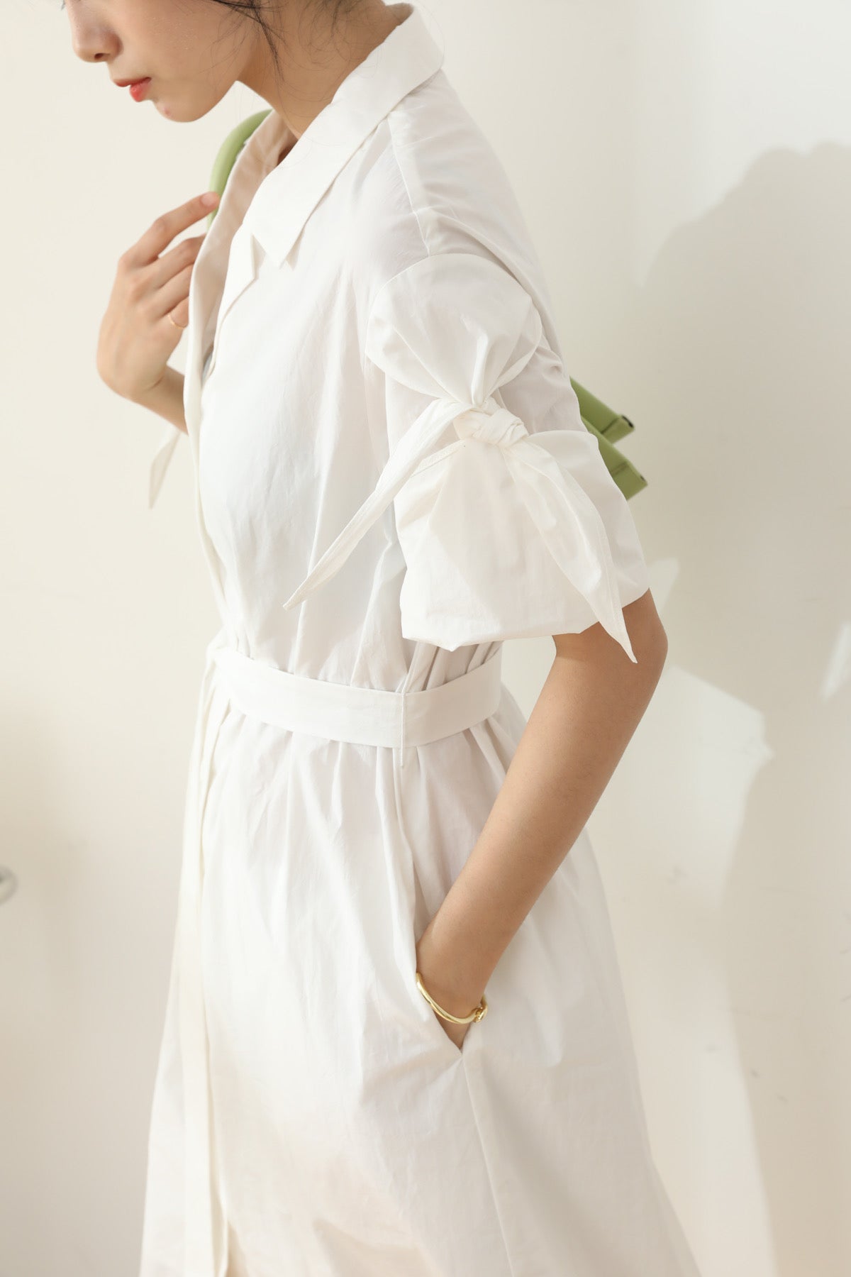 SKYE San Francisco Shop SF Chic Modern Elegant Classy Women Clothing French Parisian Minimalist Fashion Charlotte Belted Shirt Dress white 6