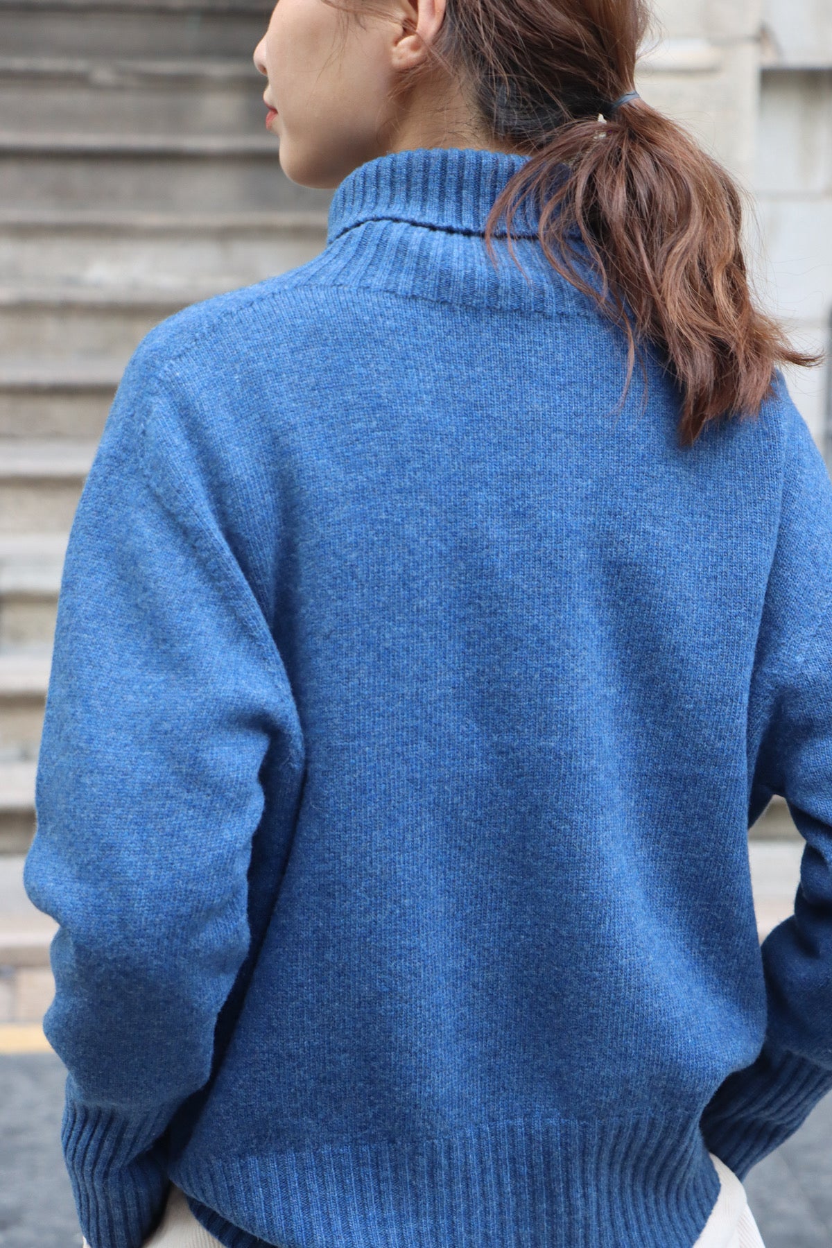 SKYE San Francisco Shop SF Chic Modern Elegant Classy Women Clothing French Parisian Minimalist Fashion Style Chantae Turtleneck Merino Wool Sweater Blue 2