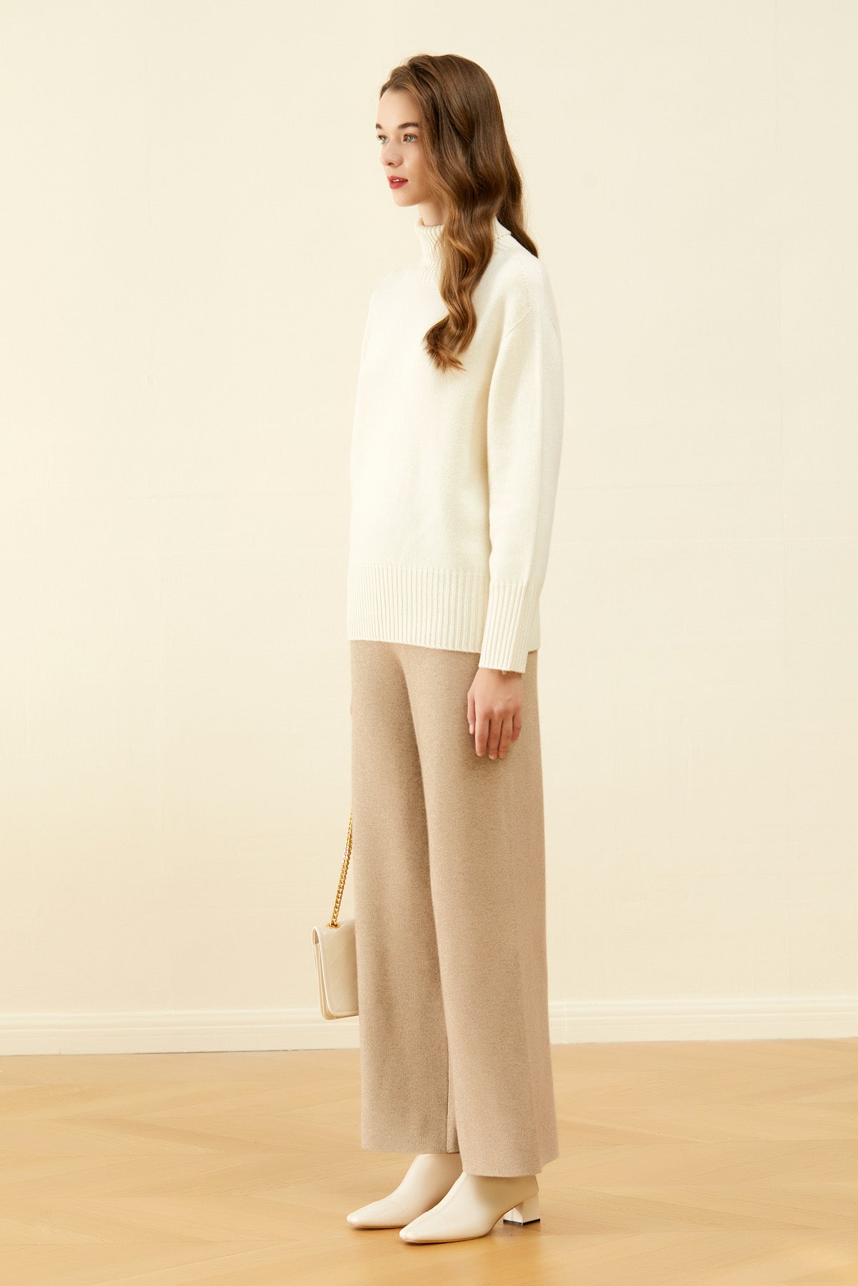 SKYE San Francisco Shop SF Chic Modern Elegant Classy Women Clothing French Parisian Minimalist Fashion Style Chantae Turtleneck Merino Wool Sweater White 5