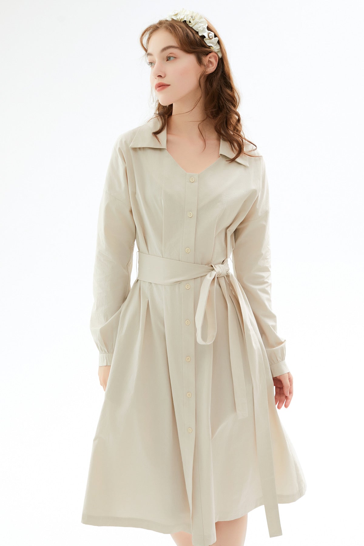 SKYE San Francisco Shop SF Chic Modern Elegant Classy Women Clothing French Parisian Minimalist Fashion Style Evalina Tie Belt Midi Dress 7