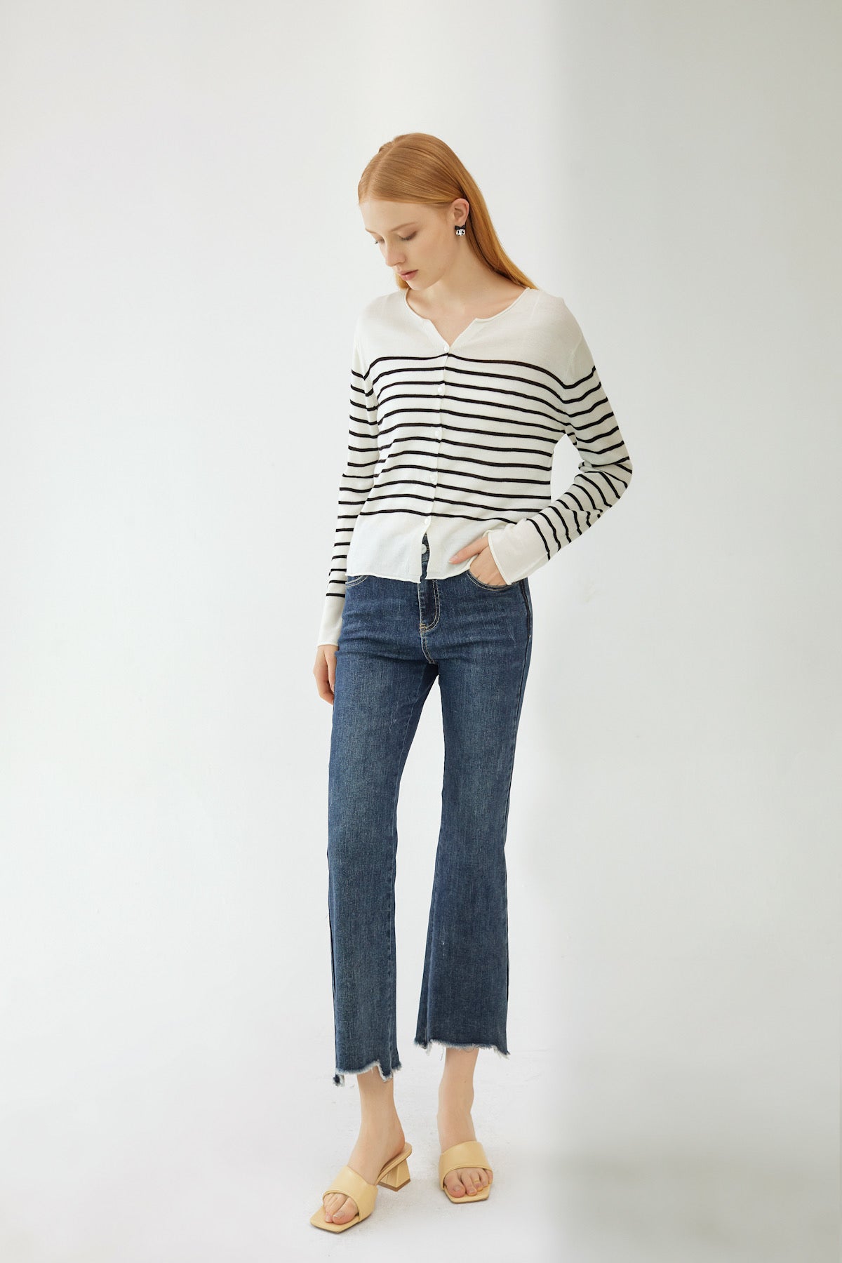 SKYE San Francisco Shop SF Chic Modern Elegant Classy Women Clothing French Parisian Minimalist Fashion Style Fae Striped Cardigan 8