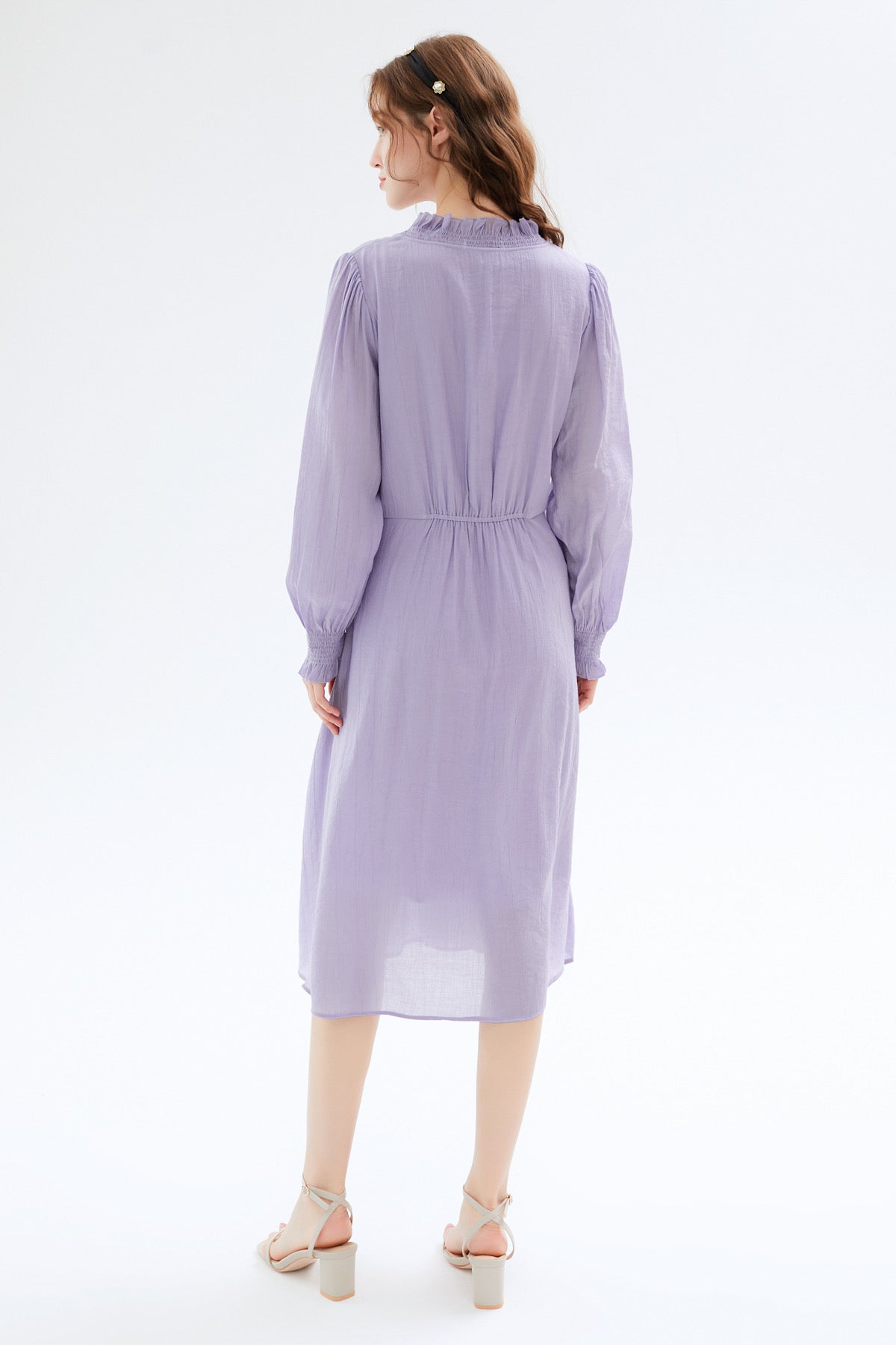 SKYE San Francisco Shop SF Chic Modern Elegant Classy Women Clothing French Parisian Minimalist Fashion Style Maisie Puff Sleeve Dress Purple 3