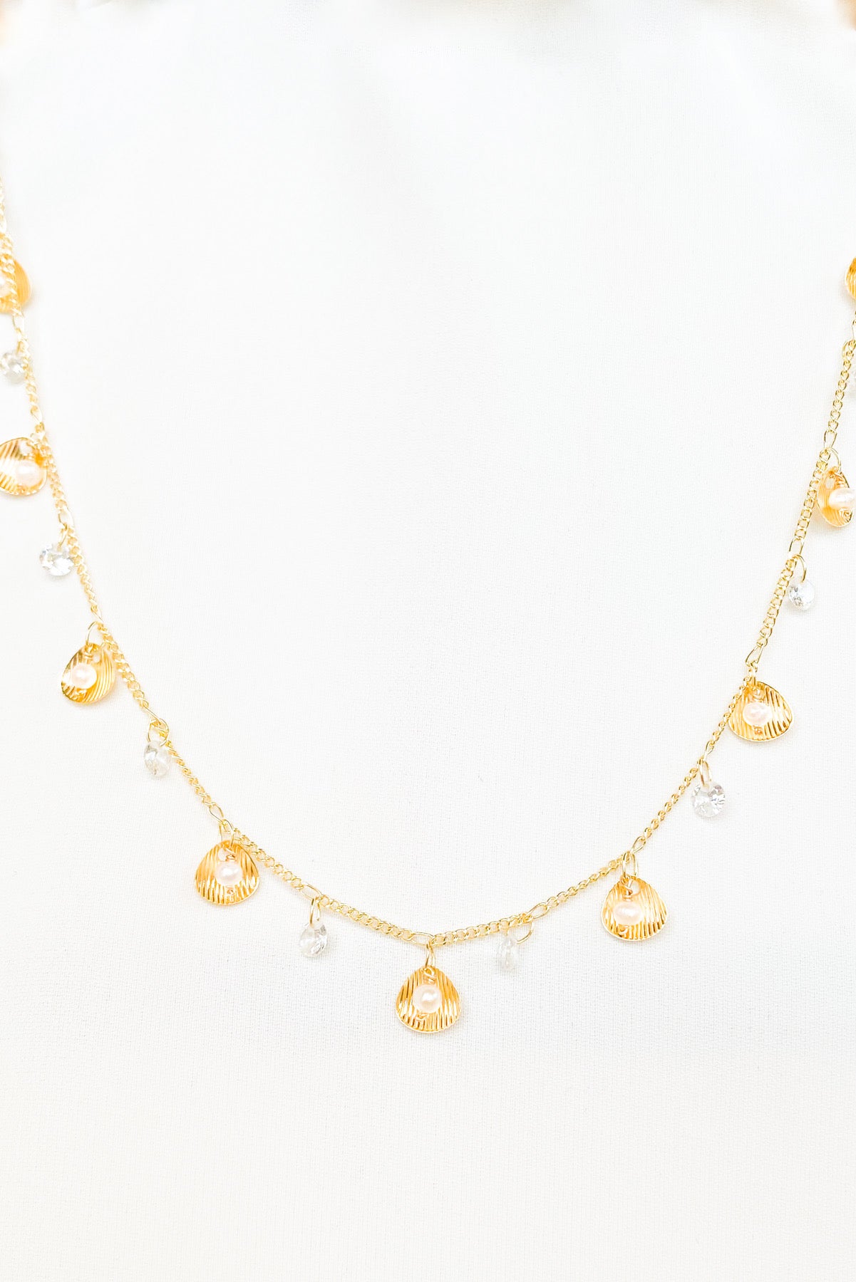 SKYE San Francisco Shop SF Chic Modern Elegant Classy Women Jewelry French Parisian Minimalist Alida 18K Gold Crystal Seashell Necklace 6