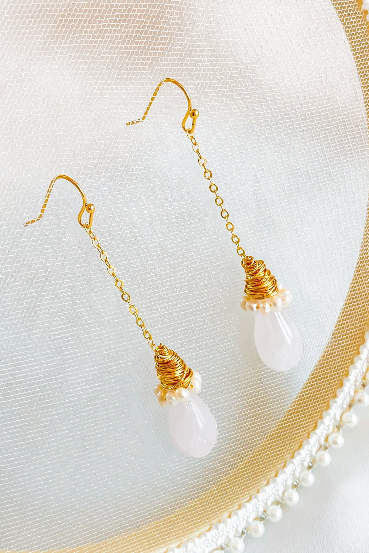 SKYE San Francisco Shop SF Chic Modern Elegant Classy Women Jewelry French Parisian Minimalist Alisanne 18K Gold Rose Quartz Earrings 12