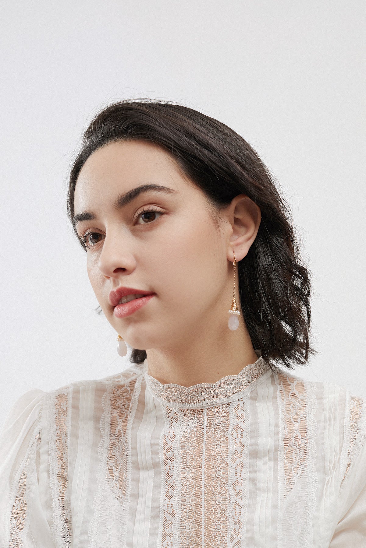 SKYE San Francisco Shop SF Chic Modern Elegant Classy Women Jewelry French Parisian Minimalist Alisanne 18K Gold Rose Quartz Earrings 5