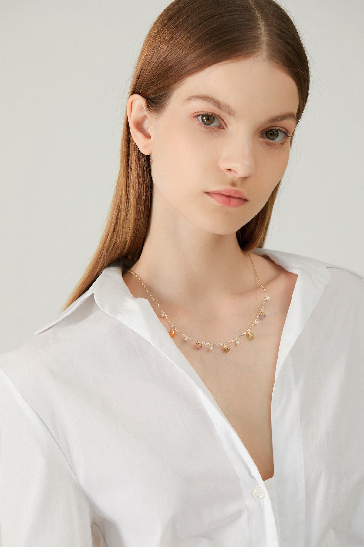 SKYE San Francisco Shop SF Chic Modern Elegant Classy Women Jewelry French Parisian Minimalist Jules 18K Gold Freshwater Pearl Crystal Necklace 4
