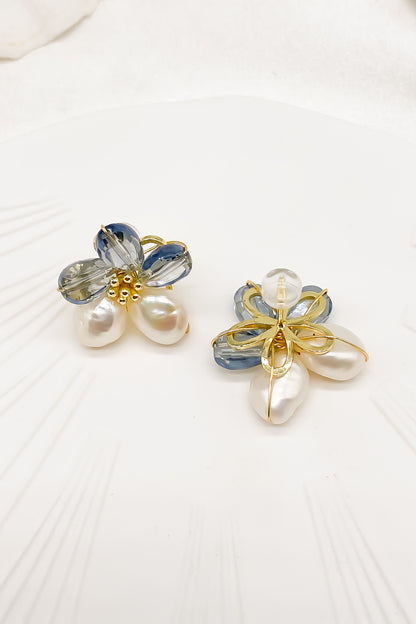 SKYE Shop Chic Modern Elegant Classy Women Jewelry French Parisian Minimalist Kira Cystal Flower Freshwater Pearl Earrings 3