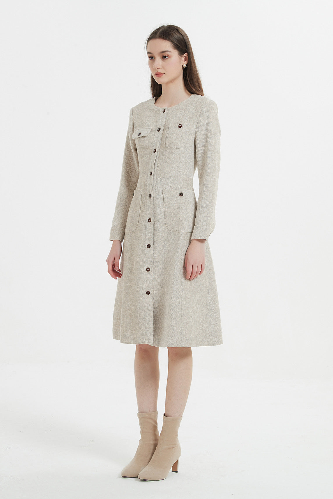 SKYE Shop Chic Modern Elegant Timeless Women Clothing French Parisian Minimalist Emilia Tweed Midi Dress 6