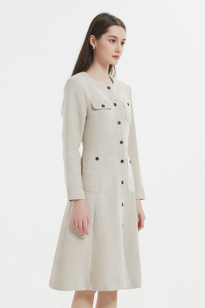 SKYE Shop Chic Modern Elegant Timeless Women Clothing French Parisian Minimalist Emilia Tweed Midi Dress 8