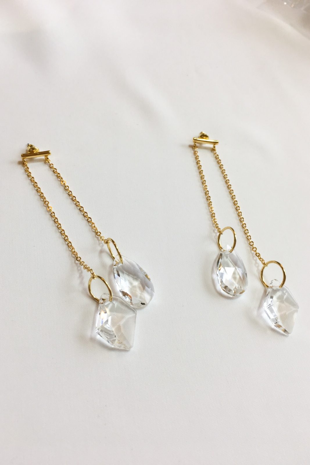 SKYE modern minimalist women fashion accessories Lumiere 18K Gold Austrian Crystal Drop Earrings