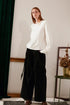 SKYE modern minimalist women fashion drawstring long sleeve top whiteSKYE modern minimalist women fashion drawstring long sleeve top white