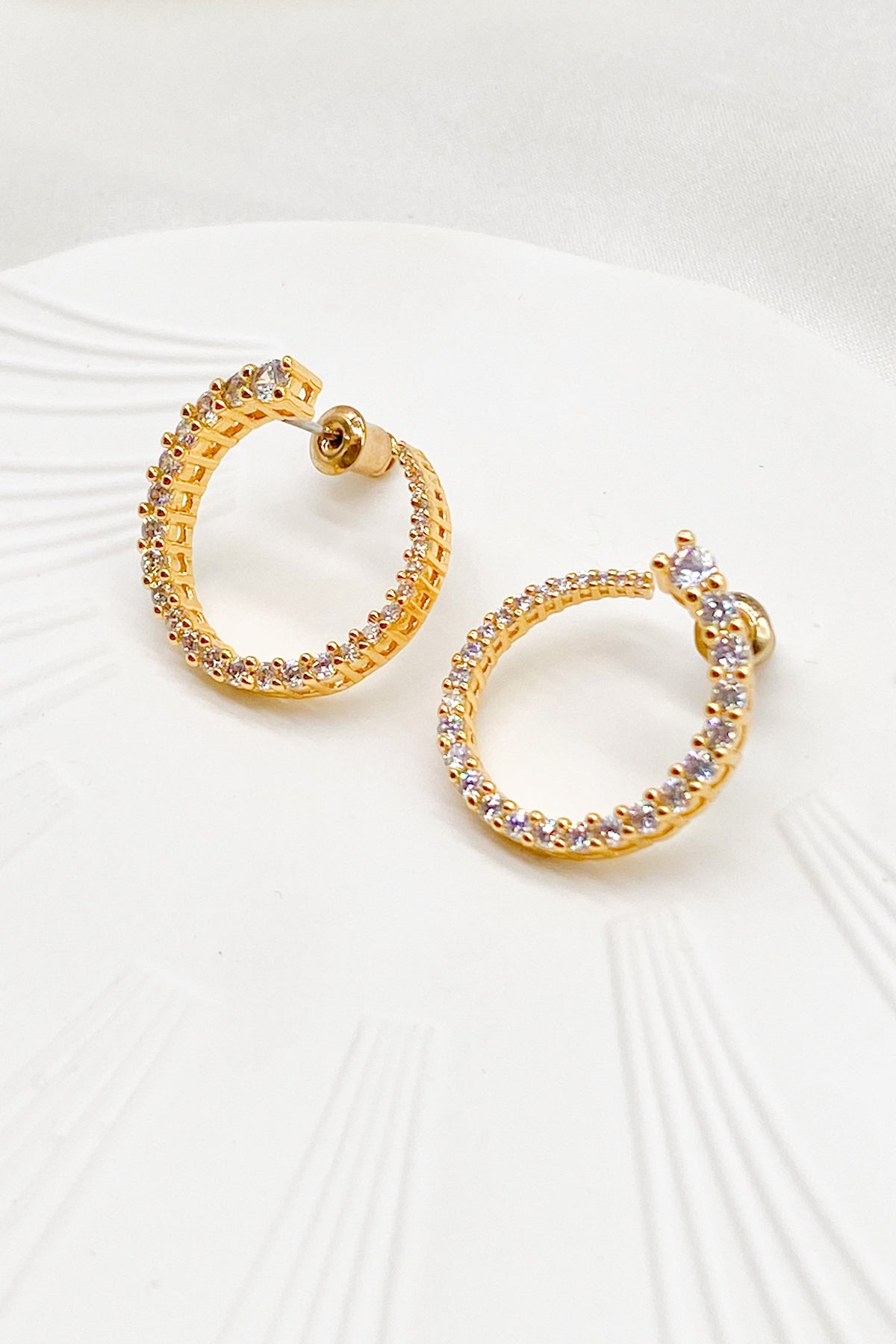Zarina Gold Pave Twist Hoop Earrings 6
