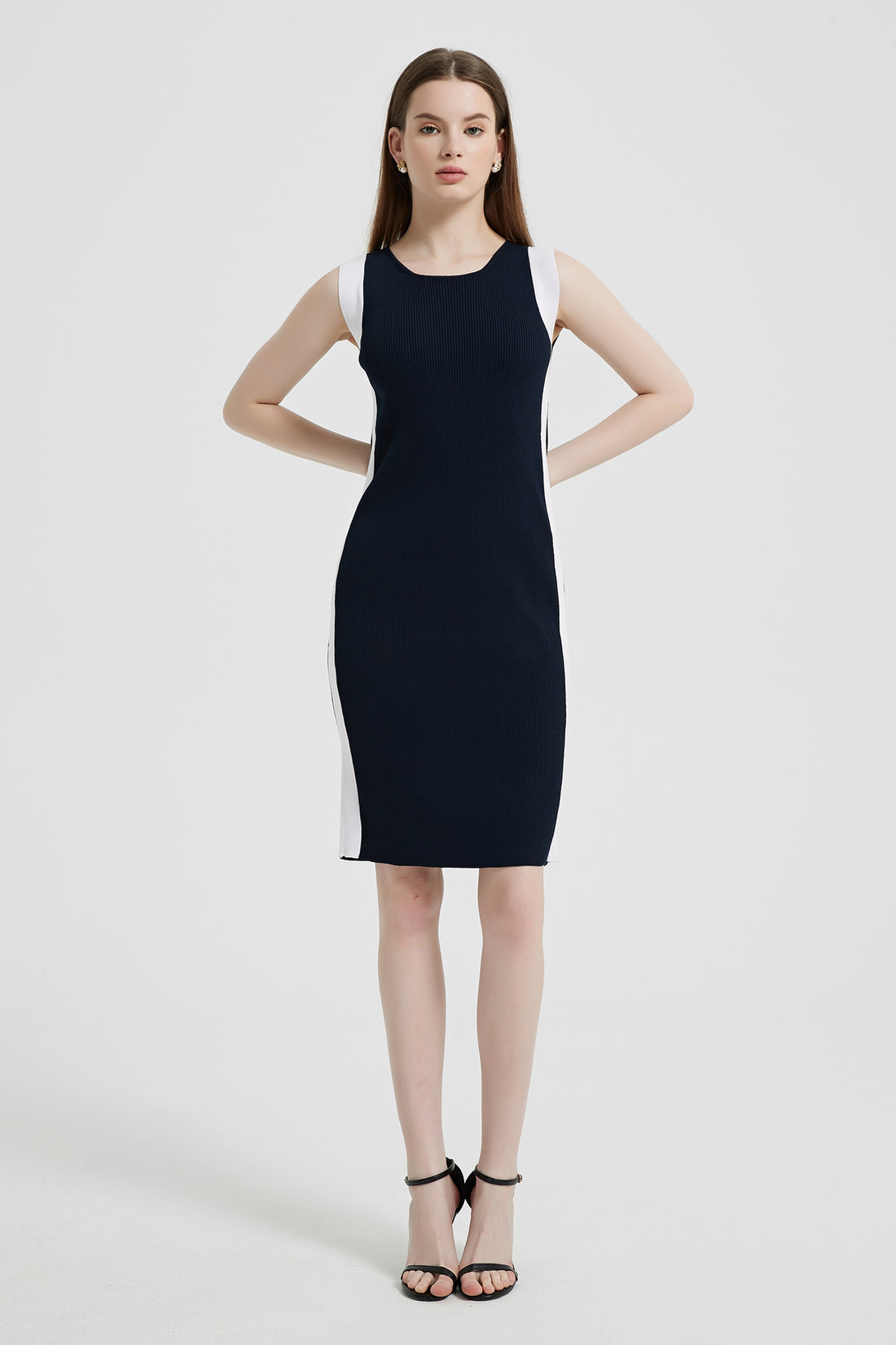 Aega Stretch Knit Contrast Trim Midi Dress