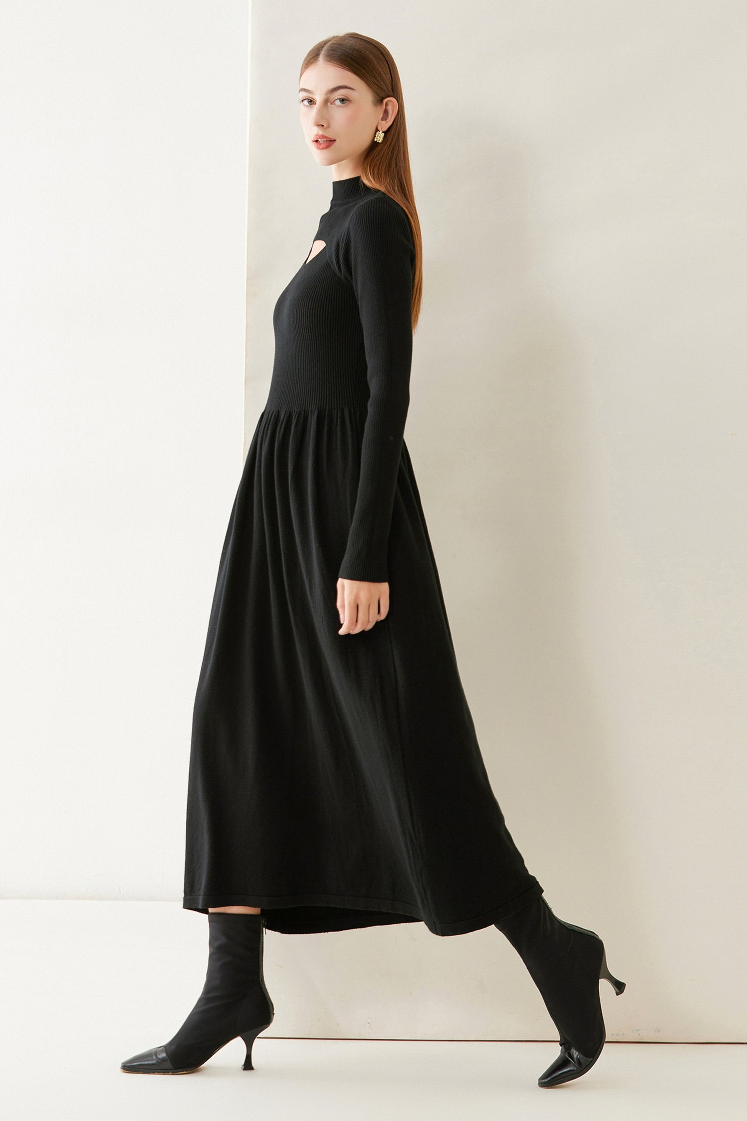 stretch knit midi dress Reiss Willow Rib-Knit Midi Dress