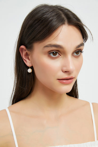 Aoife Gold Halo Freshwater Pearl Drop Earrings