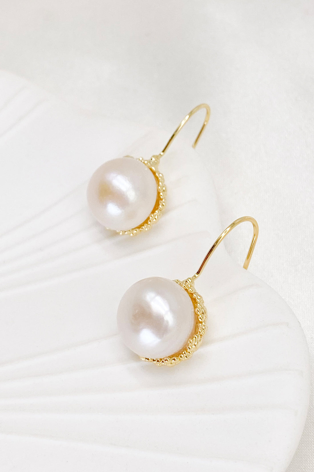 Aoife Gold Halo Freshwater Pearl Drop Earrings