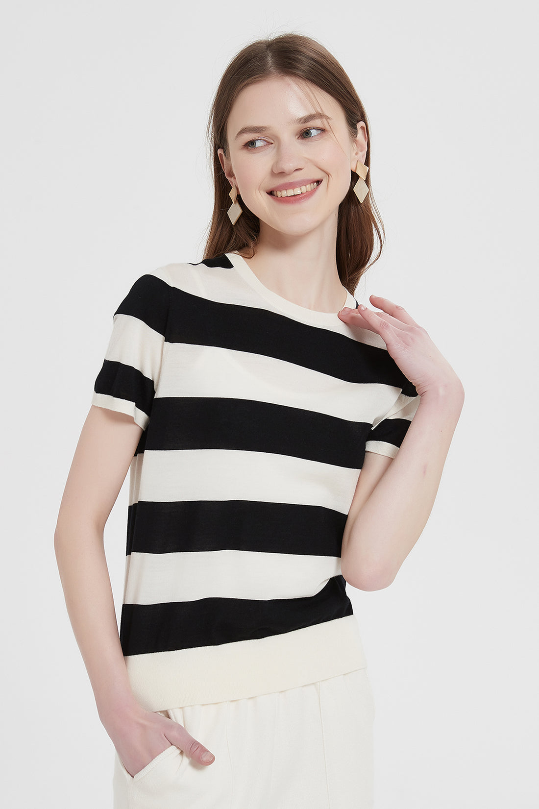 Arlene Striped Merino Wool Top