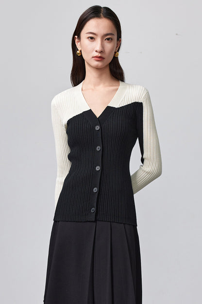 Blaise Ribbed Merino Wool Cardigan