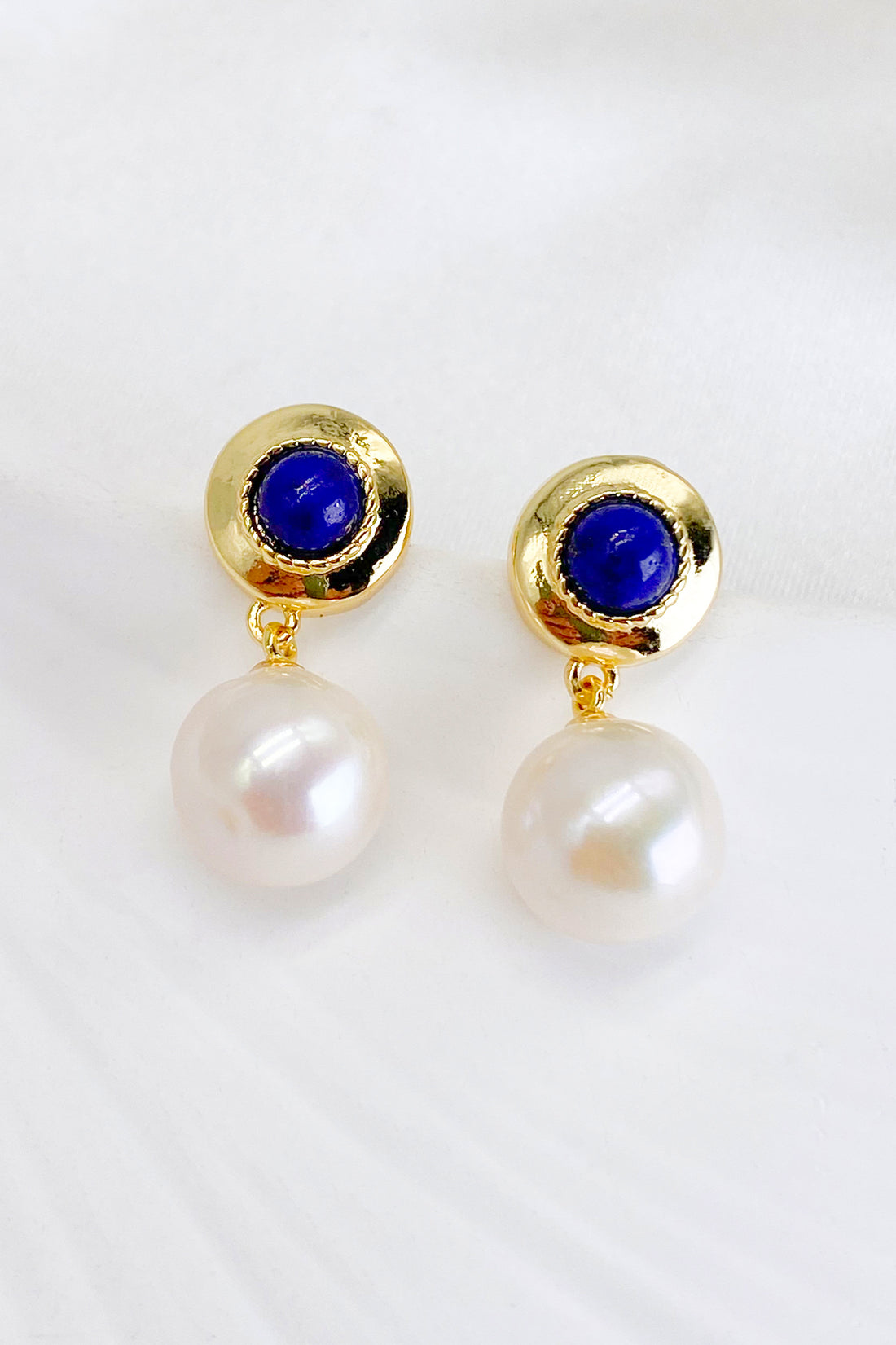 Carina 18K Gold-Filled Lapis Pearl Drop Earrings