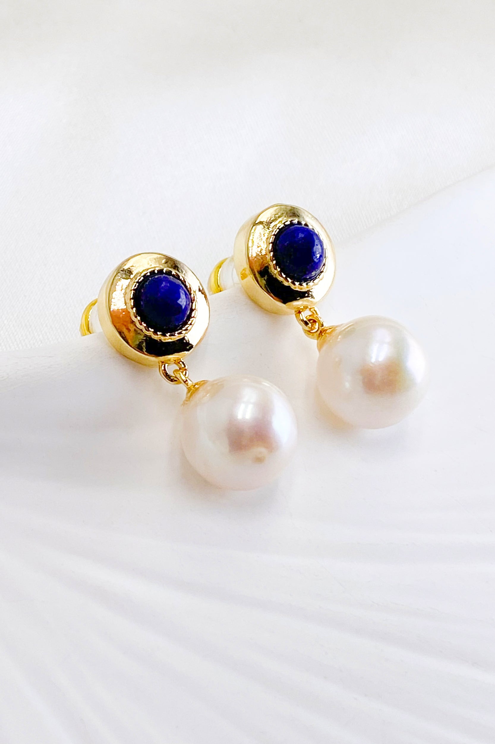 Carina 18K Gold-Filled Lapis Pearl Drop Earrings