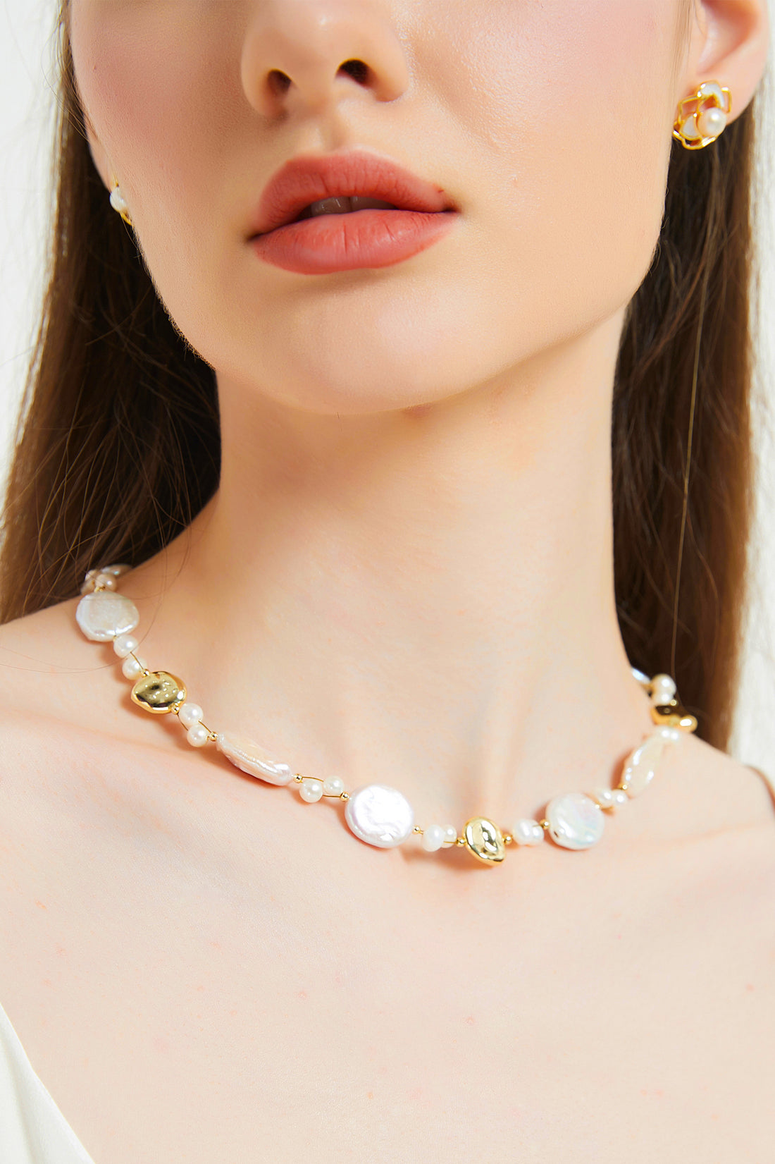 Cora Keshi Pearl Gold Bead Necklace