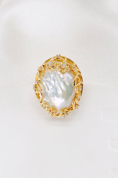 Coretta Gold Baroque Pearl Ring