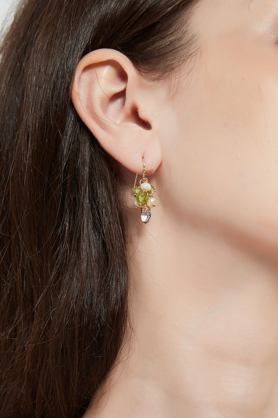 Eleanor Natural Stone Gold Pearl Earrings