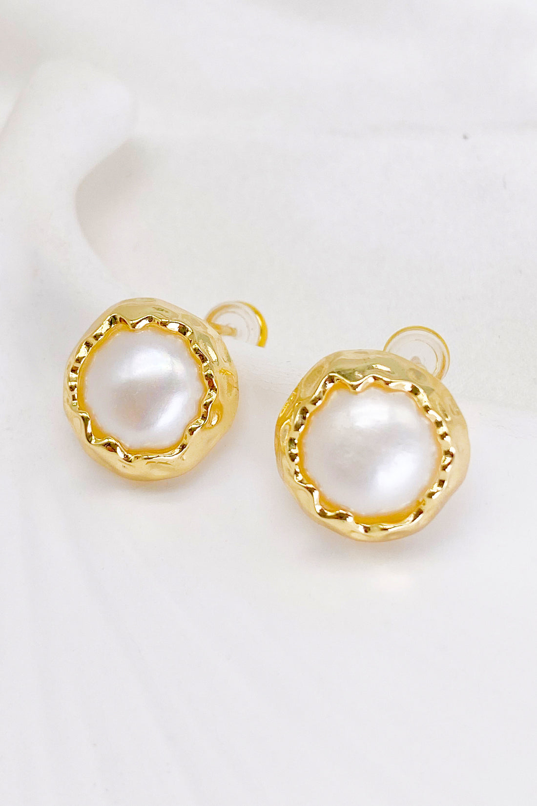 Erin Gold Halo Freshwater Pearl Stud Earrings