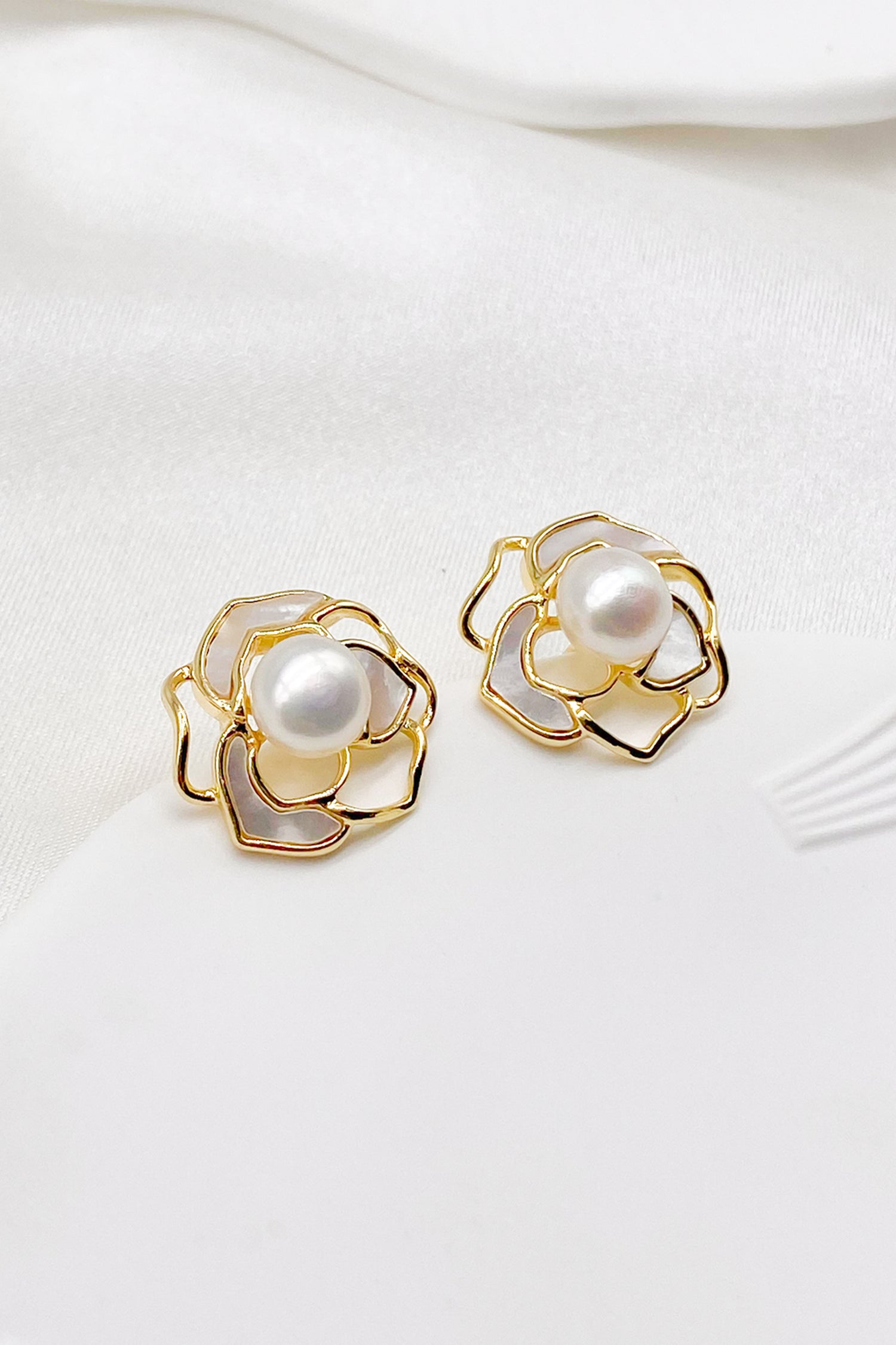 Florence Mother of Pearl Rose Earrings