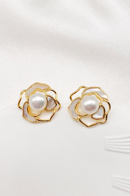 Florence Mother of Pearl Rose Earrings