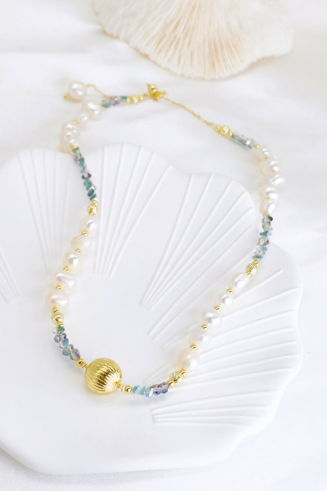 Grace Blue Crystal Freshwater Pearl Necklace