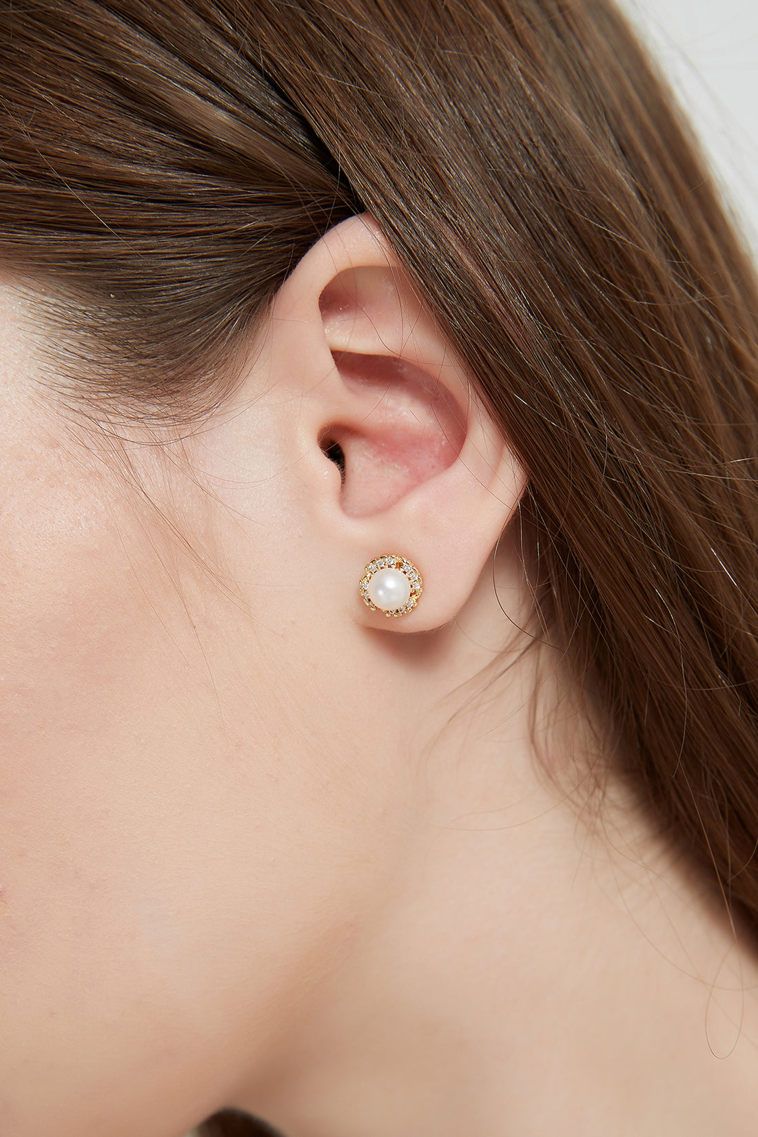 Grace Freshwater Pearl Cubic Zirconia Halo Stud Earrings