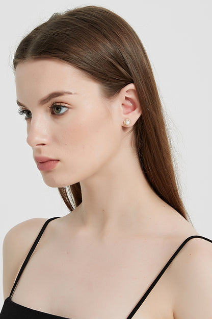 Grace Freshwater Pearl Cubic Zirconia Halo Stud Earrings