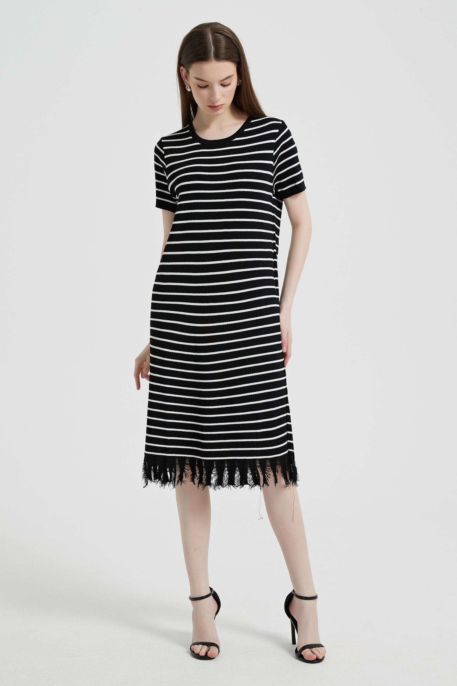 SKYE | Chic Hayden Breton Stripe Knit Midi Dress | Affordable Quiet Luxury White / One Size SKYE | Chic Hayden Breton Stripe Knit Midi Dress | Affordable Quiet Luxury White / One Size
