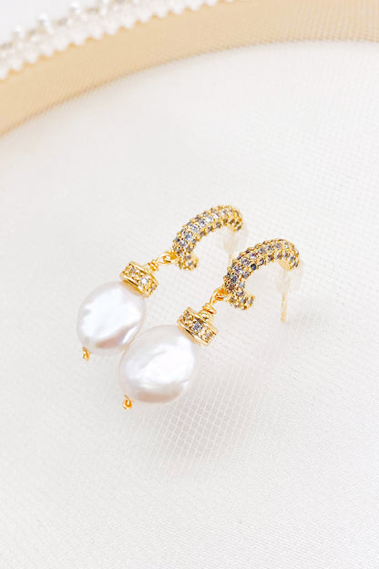 Ivy Pave Rhinestone Pearl Drop Earrings