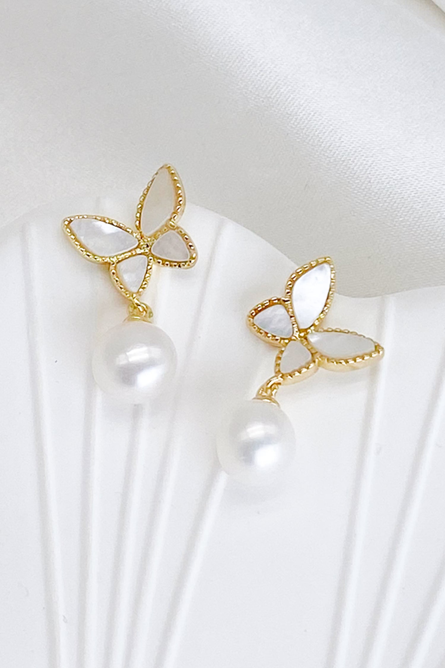 Jennifer Mother of Pearl Butterfly Drop Earrings