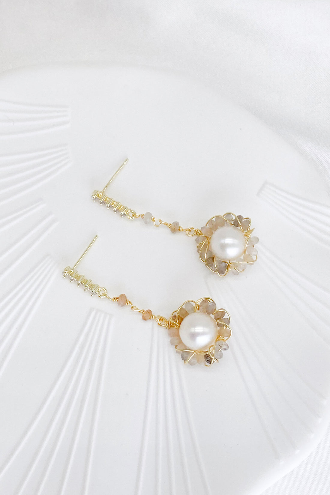 Jilian Natural Stone Pearl Drop Earrings