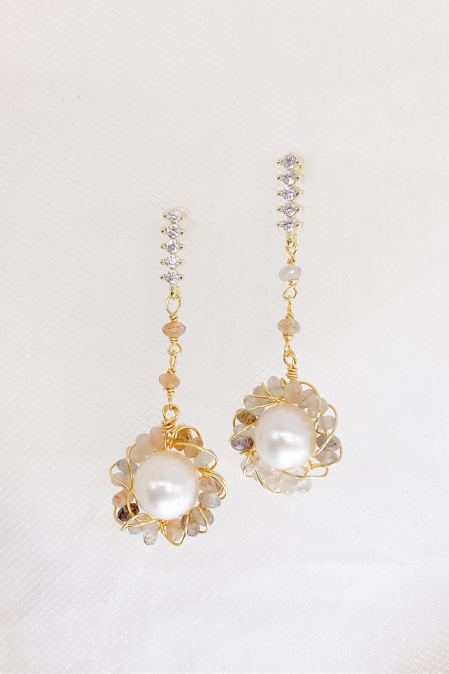 Jilian Natural Stone Pearl Drop Earrings