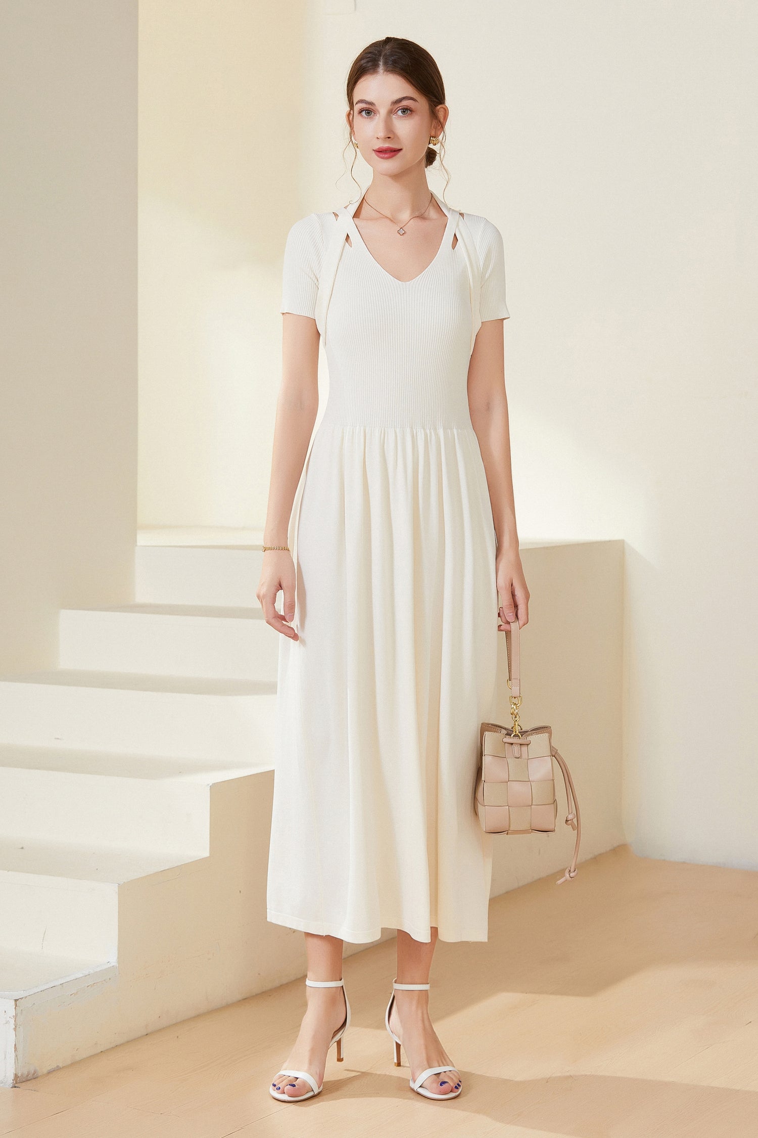 knit cut out midi dress JADE KNIT CUT OUT MIDI DRESS M / Black