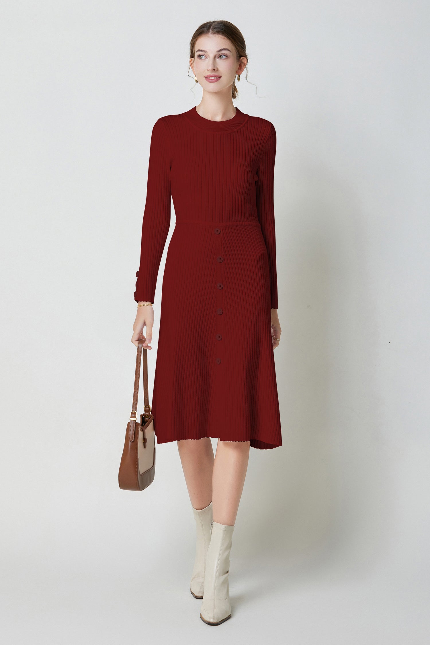 luxury crew neck dresses Wardrobes By Chen Luxury Round Neck Long Sleeve Short Party Dress