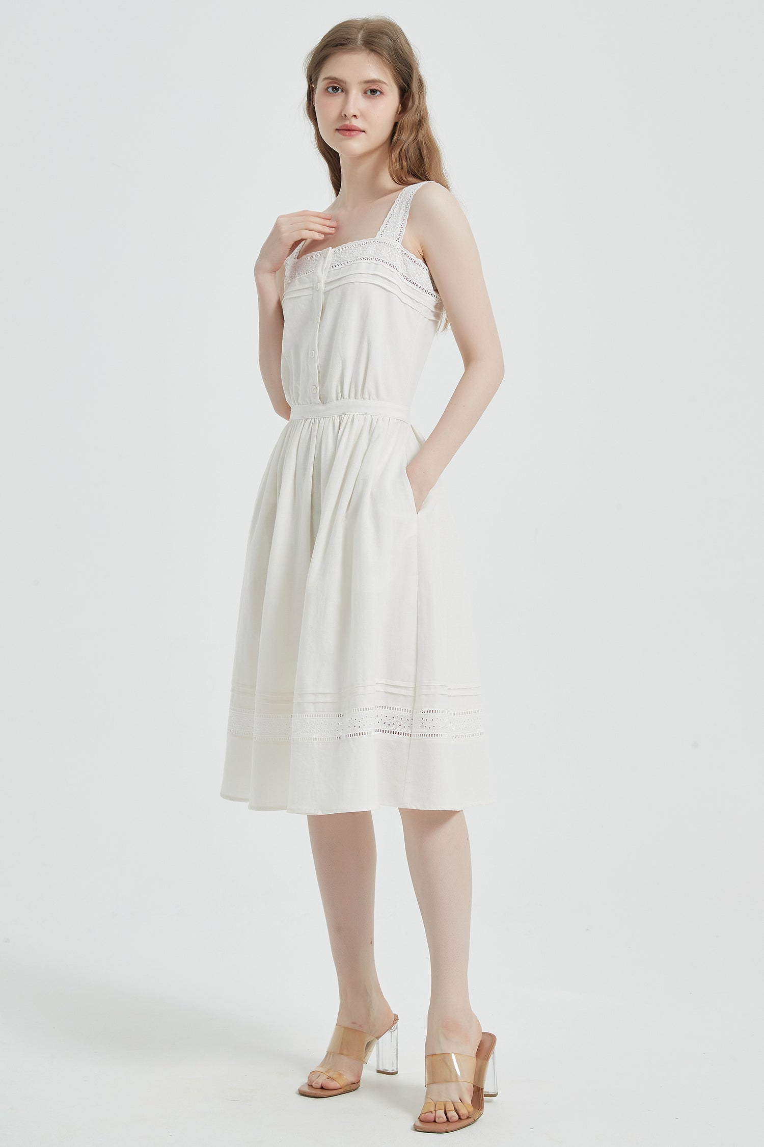 Selene Embroidered Eyelet Cotton Dress