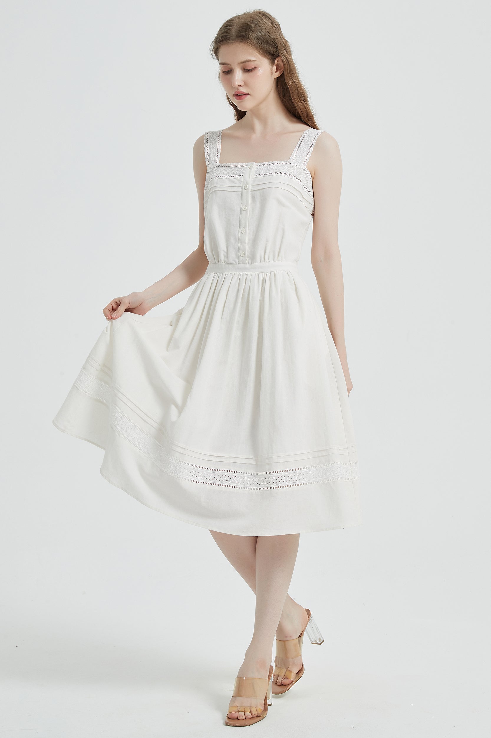 Selene Embroidered Eyelet Cotton Dress